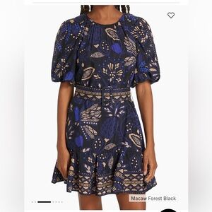 NWT Farm Rio Macaw Forest Black Mini Dress, sz Small